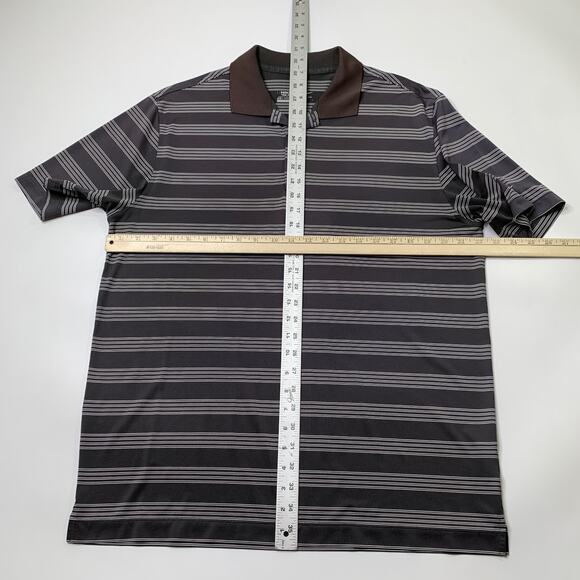 Nike Golf Shirt Mens L Large Grizzly Grey Tour Performance Dri Fit Striped Polo - Picture 6 of 11